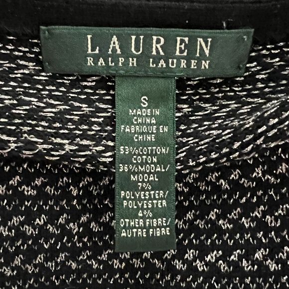 Lauren Ralph Lauren Sweater Women Small Black Silver Metallic Casual Edgy Preppy - Picture 6 of 7